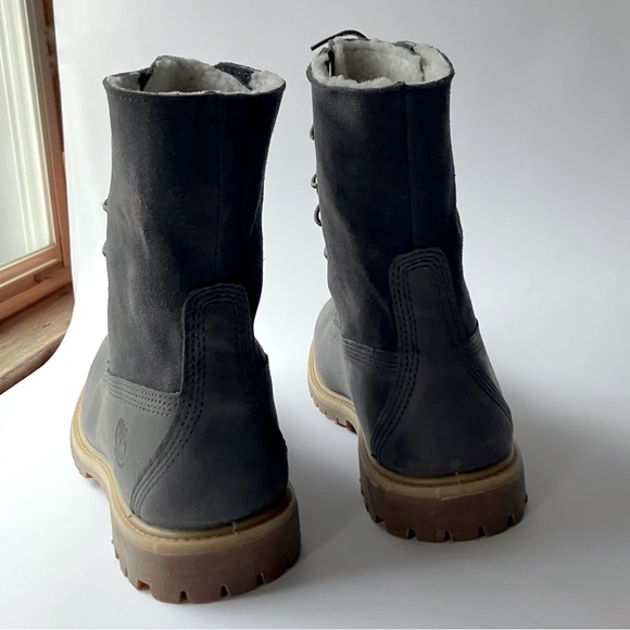TIMBERLAND AUTHENTICS TEDDY FLEECE FOLD-DOWN BOOT Dk Grey New Women's 9 NWT $90 - Picture 7 of 9